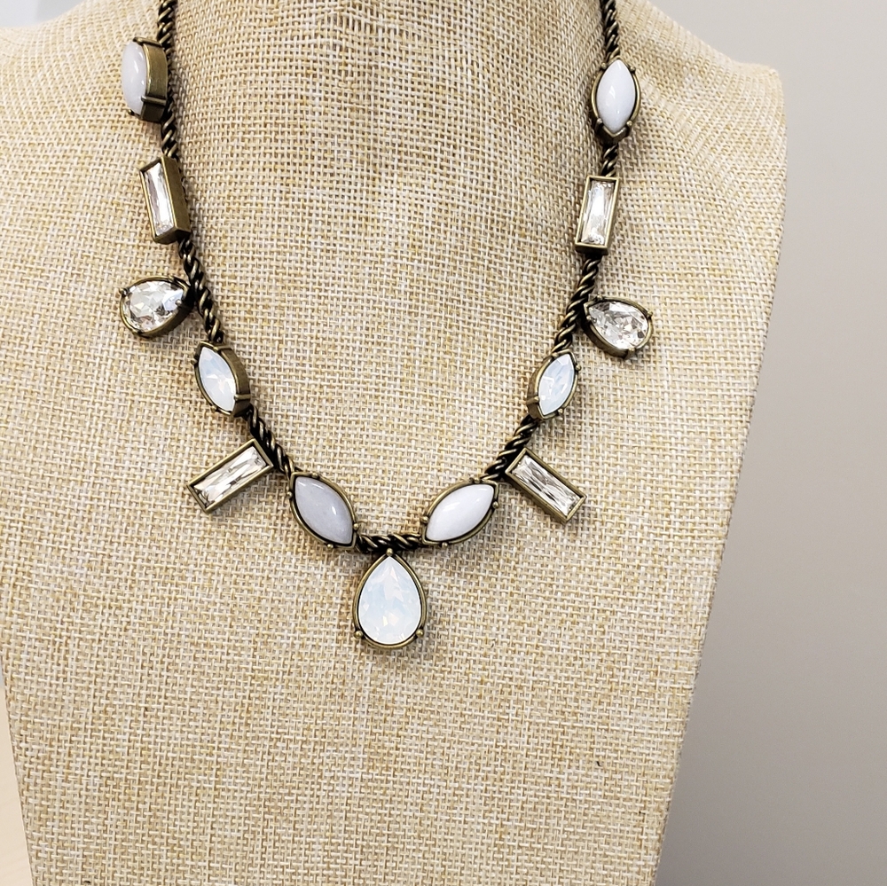 Silpada Vintage KR Collection crystal antique brass Swarovski moonstone necklace - Picture 2 of 10